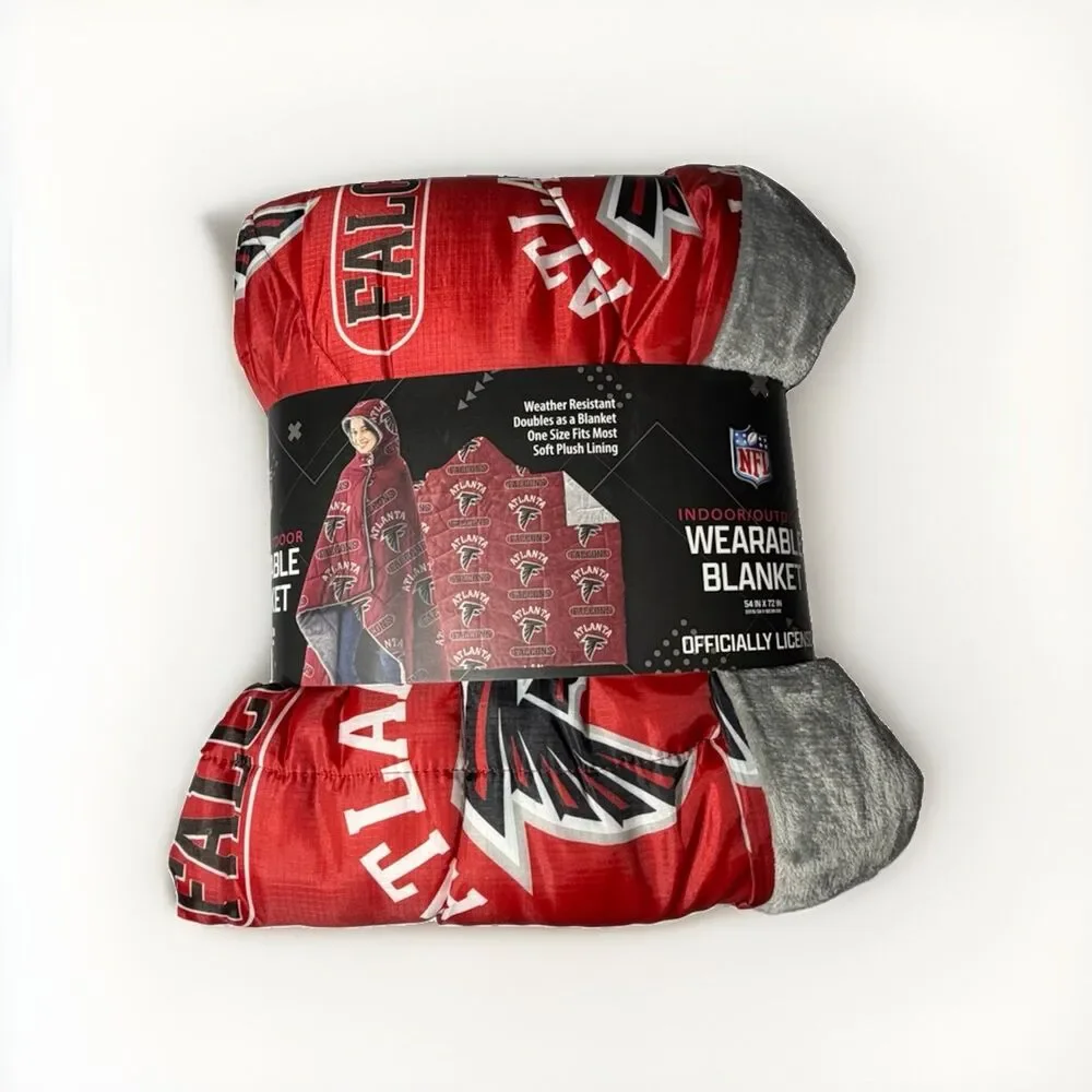 NWT Atlanta Falcons Wearable Blanket 54x72 Hooded NFL Indoor Outdoor